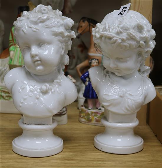 A pair of 19th century Continental blanc de chine busts